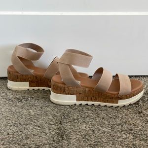 Steve Madden - ankle strap wedge sandal. They are either an 8 or 8.5 size
